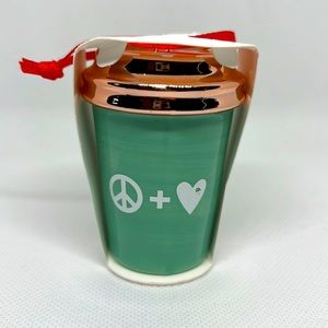 2017 Starbucks Peace + Love To Go cup ornament (chipped heart)